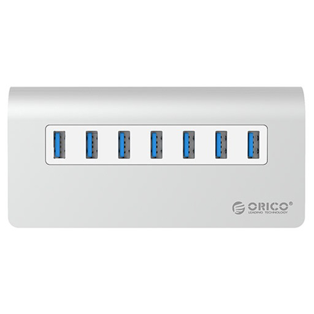 Orico M3H7 Aluminium USB3.0 7 Port Hub with 12V2.5A Power Adapter(Silver) (Item No: D15-79)